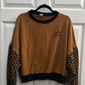 Salty Honey Brown Checkered Sweatshirt